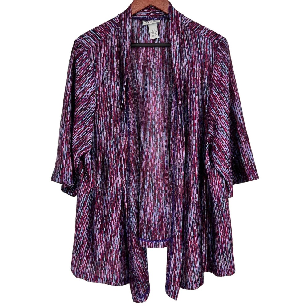 Maggie Barnes Catherines Plus Size 2XWP Purple Jacket Cover Up Blouse Shirt Top